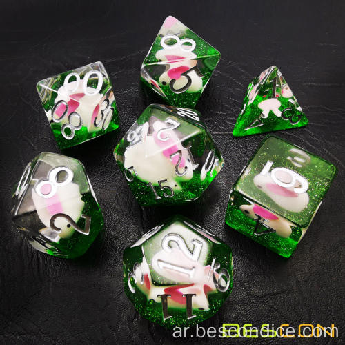 Bescon progcon dnd dice dice مجموعة من الأرانب ، Giant 7pcs rabbit polyhedral d & d set ، زنزانات كبيرة الحجم ونهر التنين